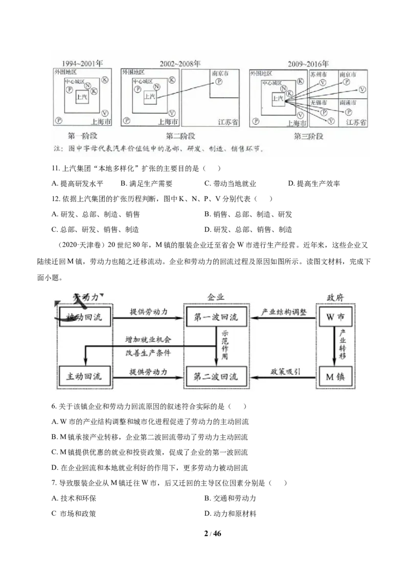 《专题11工业与服务业（原卷版）(1)_初高中资料库_高中资料库（转存避免链接过期失效）_高中地理》第2页预览