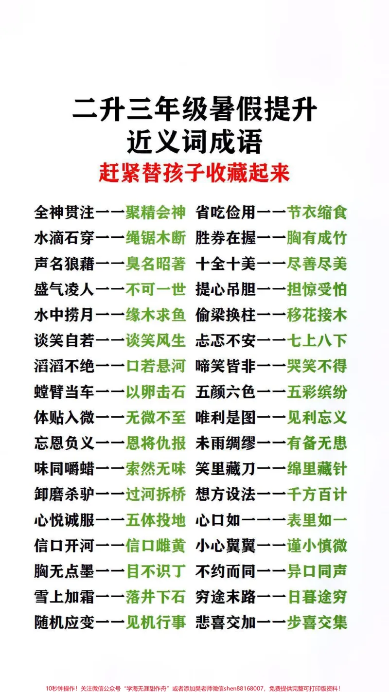 《近义词成语，父母替孩子保存起来#词语积累#学习_最新小学1-9年级各科+幼升小+综合类学习资源汇总包_价值20万元！最新小学1-9年级各科+幼升小+综合类学习资源汇总包》第1页预览