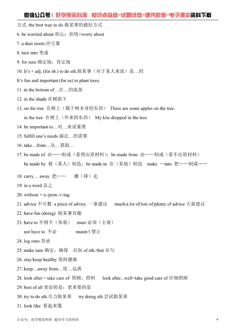《冀教版八年级下册英语知识点总结_初高中资料库_初中资料库（转存避免链接过期失效）_初中英语》第4页预览