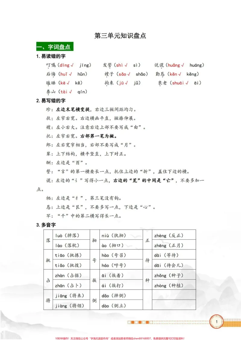 《五年级上册语文第三单元知识点盘点。五年级上册语文第三单元知识点盘点#五年级上册语文#五年级语文知识点#第三单元知识点#知识点总结#学习资料分享》第2页预览
