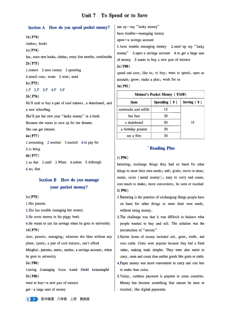 《答案_2026秋初中教辅合集_2026秋53系列_2027《初中53同步》8上英语（鲁教版）》第10页预览