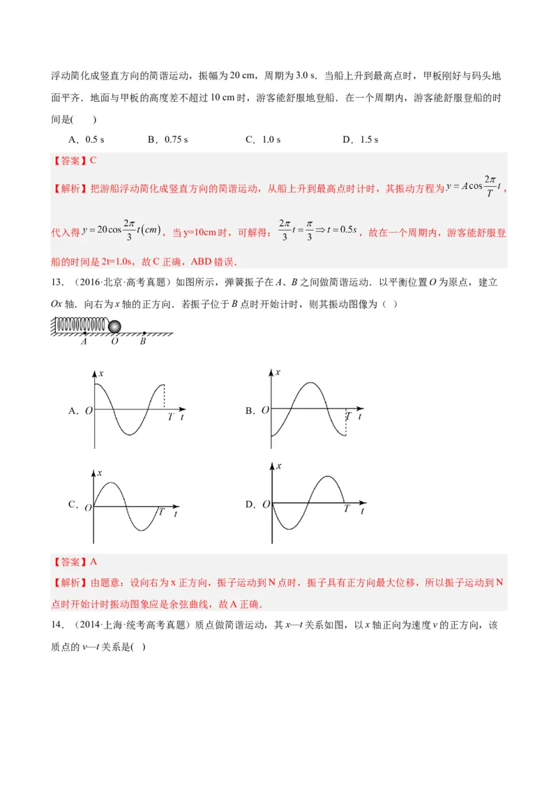 《专题32机械振动（解析版）-十年（2014-2023）高考物理真题分项汇编（全国通用）_初高中资料库_高中资料库（转存避免链接过期失效）_高中物理》第9页预览