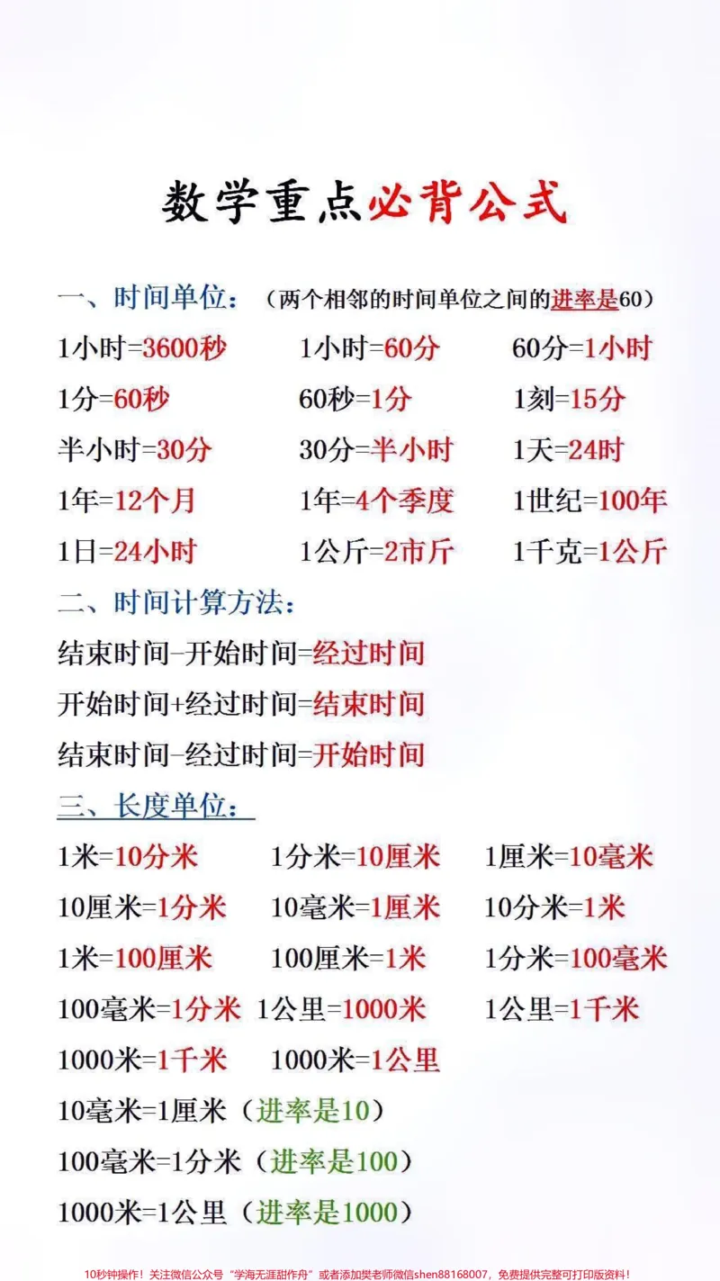 《小学数学公式台历，放在书桌上方便孩子随时翻阅，方便复习和预习#小学数学#开学必备_最新小学1-9年级各科+幼升小+综合类学习资源汇总包_综合类一线老师整理版资源（全网独家）》第1页预览
