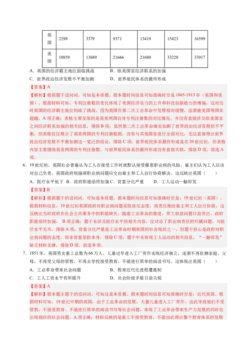《专题09工业革命时期：近代后期的西方世界（专项训练）（全国通用）（教师版）_高考一二三轮复习_历史_2026年_2026年高考历史一轮复习讲义+练习+课件（新教材新高考）-G55_2026版》第3页预览