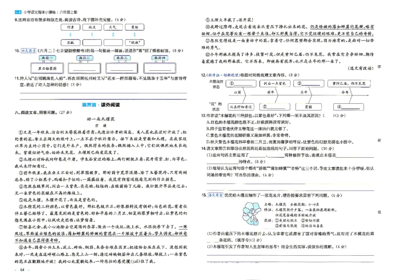 《26秋六年级上册语文《一本周末小测卷》_2027版小学《一本周末小测卷》346年级上册（语文）（人教版）》第6页预览