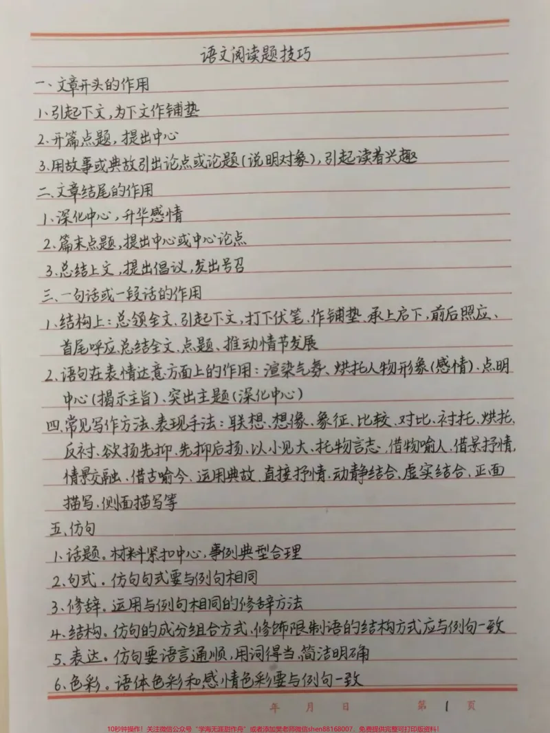 《课本上没有的语文阅读理解答题技巧!背完考试直接套用#语文#每天学习一点点_最新小学1-9年级各科+幼升小+综合类学习资源汇总包_初中一线老师整理版资源(全网独家)》第1页预览