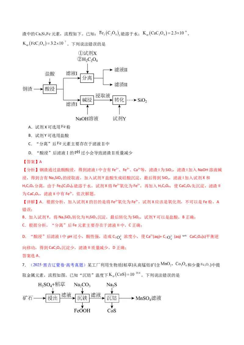 《专题37沉淀溶解平衡（解析版）_高考一二三轮复习_化学_2026年-化学高考专项复习_十年（2016-2025）高考化学真题分类汇编（全国通用）-G15》第6页预览