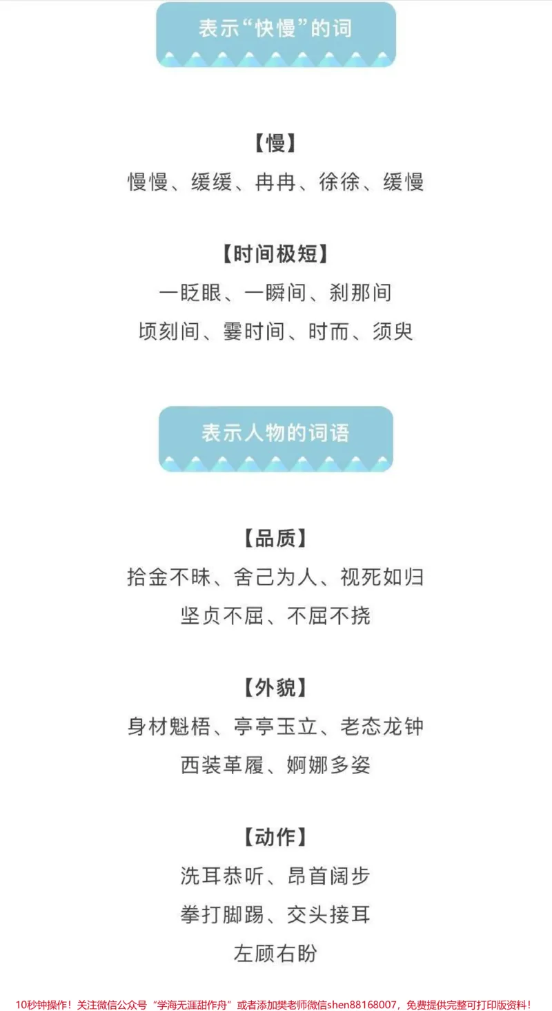 《小学生汉语基础知识，常用词语、成语分类汇总_最新小学1-9年级各科+幼升小+综合类学习资源汇总包_价值20万元！最新小学1-9年级各科+幼升小+综合类学习资源汇总包》第6页预览