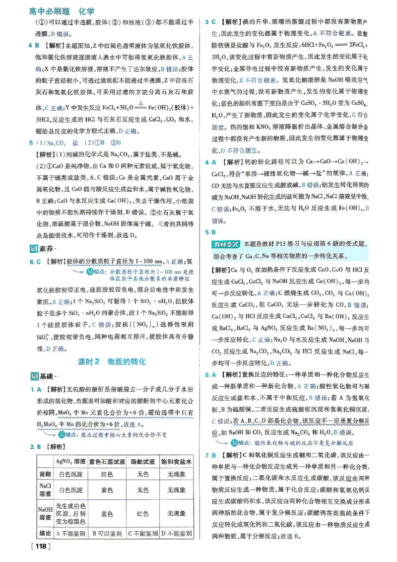 《高一必刷题化学答案_2027高中必刷题_必刷题2027_2027高一高二必刷题_化学_2027高中必刷题化学（必修一人教）》第4页预览