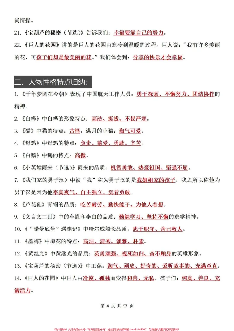 《满满干货！吃透它四年级下册语文期末98➕。满满登登的都是干货，共57页。全都是四年级下册语文期末复习手册#四年级下册语文#四年级下册语文重点考点复习#小学语文#四年级下册语文期末复习#四年级语文下册期末复习-副本》第3页预览
