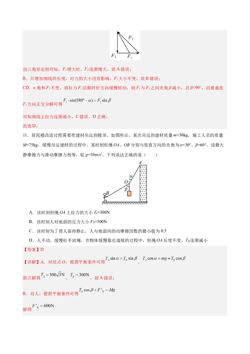 《专题01受力分析和物体的平衡（抢分专练）（解析版）_高考一二三轮复习_物理_2026年-物理高考专项复习_2026年高考物理终极冲刺讲练测（全国通用）-G459_2026版》第10页预览