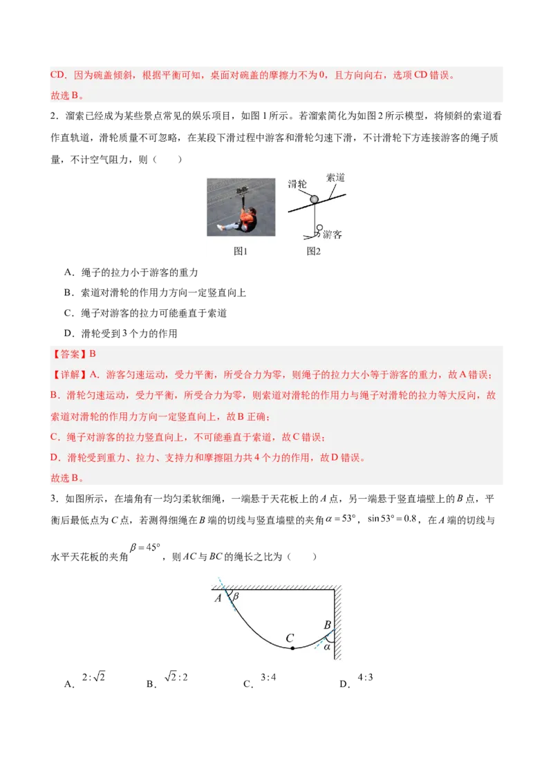 《专题01受力分析和物体的平衡（抢分专练）（解析版）_高考一二三轮复习_物理_2026年-物理高考专项复习_2026年高考物理终极冲刺讲练测（全国通用）-G459_2026版》第2页预览