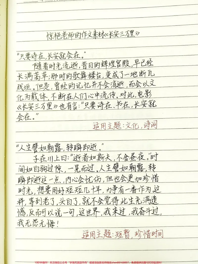 《惊艳老师的作文素材《长安三万里》“只要诗在，长安就会在。”#作文#长安三万里#文字的力量_最新小学1-9年级各科+幼升小+综合类学习资源汇总包_初中一线老师整理版资源（全网独家）》第1页预览