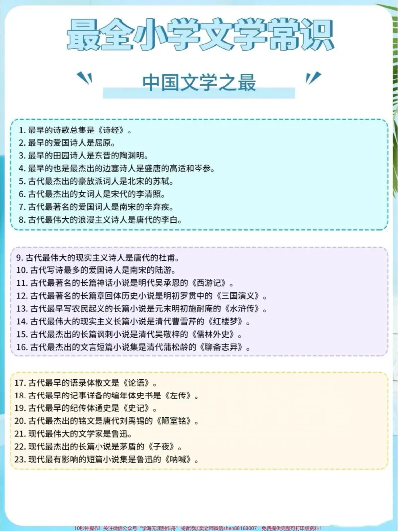 《这些都是语文书里没有,但是经常考到的文学常识#文学常识_最新小学1-9年级各科+幼升小+综合类学习资源汇总包_价值20万元!最新小学1-9年级各科+幼升小+综合类学习资源汇总包》第3页预览