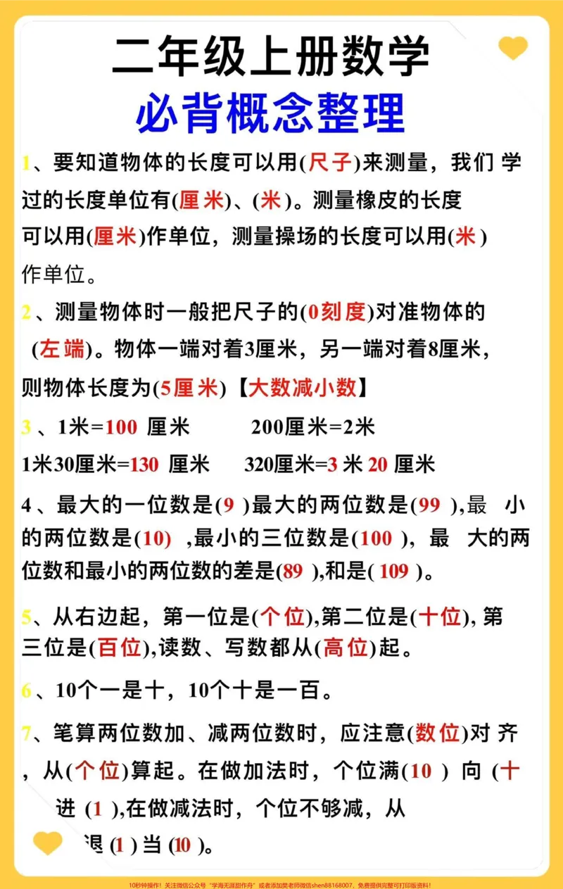 《暑假升二年级上册数学必背概念读一读。#育儿#教育#二年级#孩子教育#干货分享_最新小学1-9年级各科+幼升小+综合类学习资源汇总包_二年级一线老师整理版资源(全网独家)》第1页预览