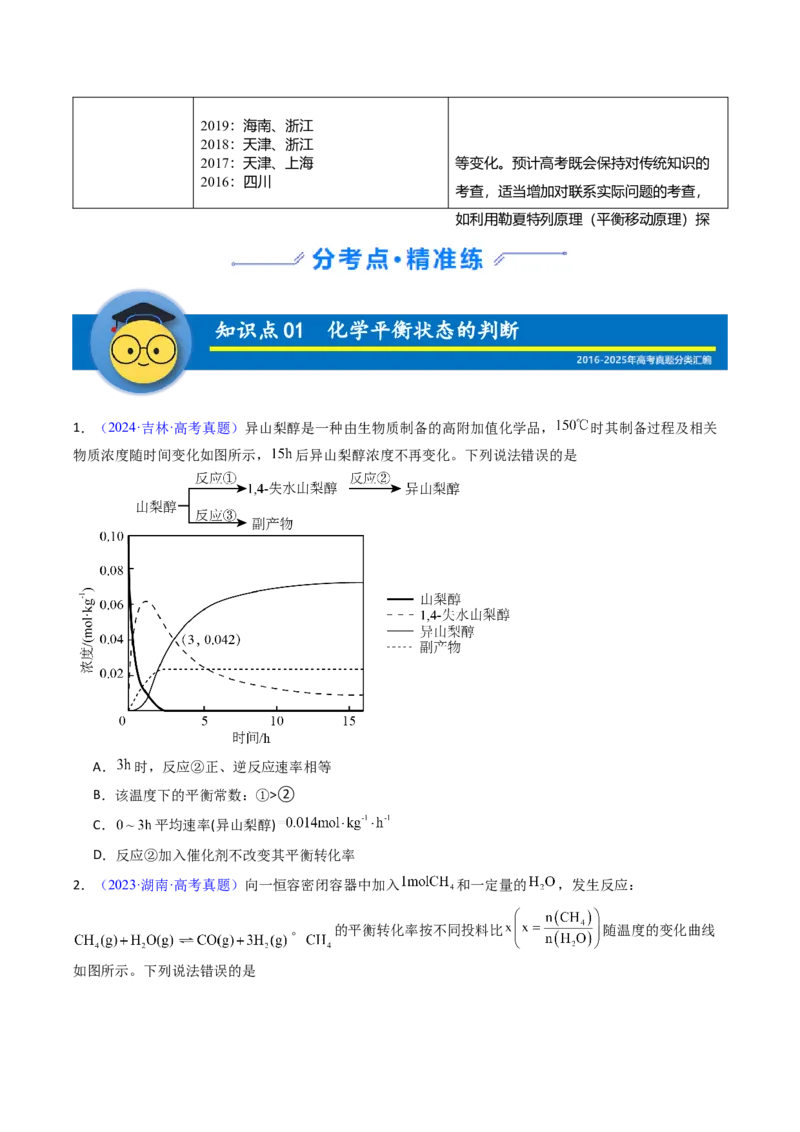《专题31化学平衡状态化学平衡的移动（学生版）_高考一二三轮复习_化学_2026年-化学高考专项复习_十年（2016-2025）高考化学真题分类汇编（全国通用）-G15》第2页预览