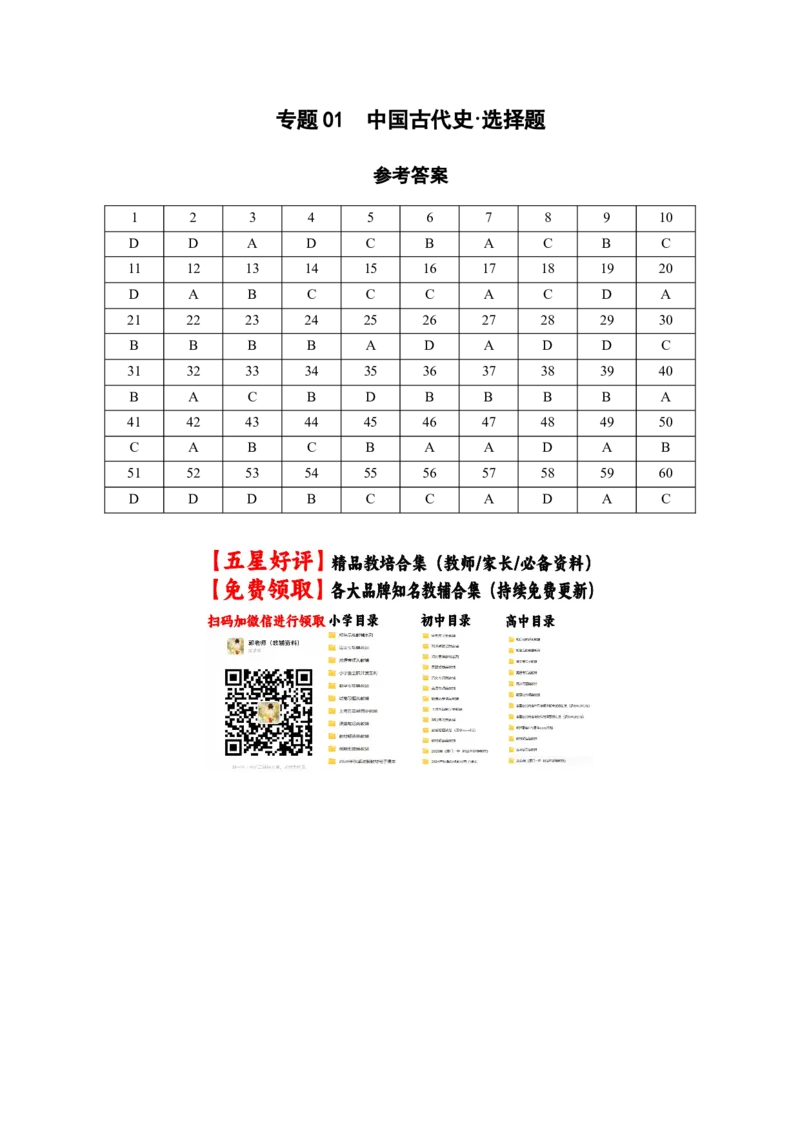 《专题01中国古代史·选择题（9大考点）（答案版）（山东专用）_高考一二三轮复习_历史_2026年-历史高考专项复习_2026年高考历史一模试题分类汇编（山东专用）-G233_2026版》第1页预览