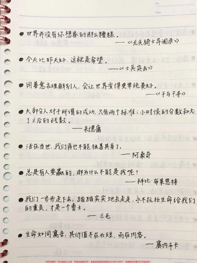 《你要写作文,就不能只写白话文,你得学会引用高级素材高质量句子#作文素材#每天学习一点点#图文伙伴计划#qunju888.com图文来了#手写笔记_初中一线老师整理版资源(全网独家)》第2页预览