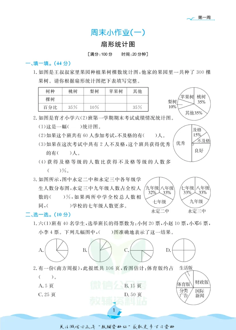 《黄冈名卷六年级下册数学苏教版周末小作业(1)_07.小学语文、英语、数学专区_1~6年级全册黄冈名卷_6年级黄冈名卷_下册数学》第4页预览