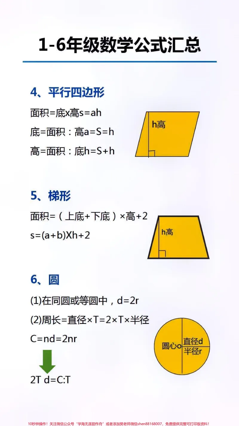 《数学公式汇总替孩子保存起来吧#数学#学习_最新小学1-9年级各科+幼升小+综合类学习资源汇总包_价值20万元!最新小学1-9年级各科+幼升小+综合类学习资源汇总包》第2页预览