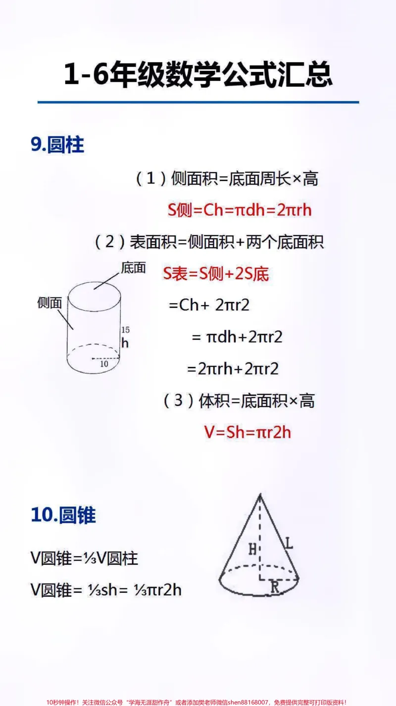 《数学公式汇总替孩子保存起来吧#数学#学习_最新小学1-9年级各科+幼升小+综合类学习资源汇总包_价值20万元!最新小学1-9年级各科+幼升小+综合类学习资源汇总包》第3页预览