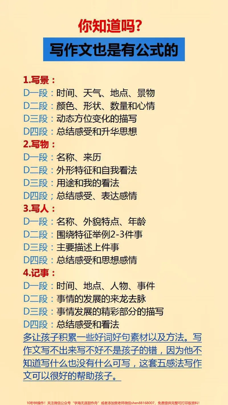 《写作文也是有公式的#作文写作技巧_最新小学1-9年级各科+幼升小+综合类学习资源汇总包_价值20万元！最新小学1-9年级各科+幼升小+综合类学习资源汇总包》第1页预览