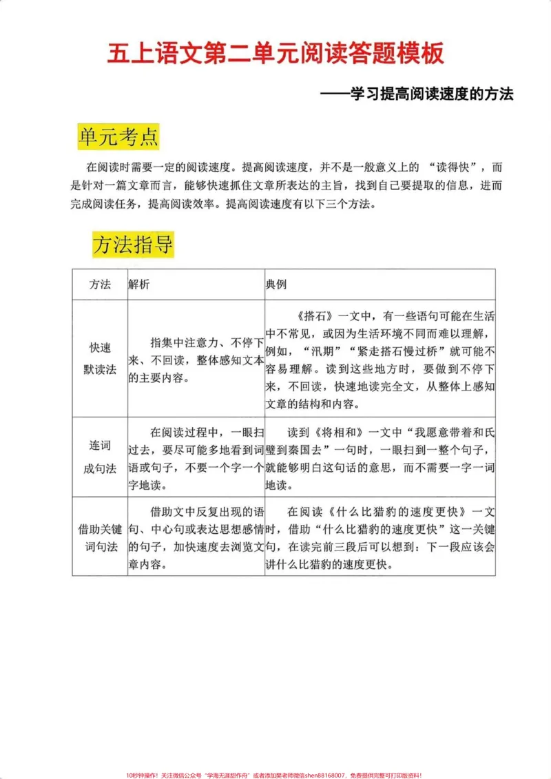 《五年级上册语文课内阅读理解答题技巧#暑假预习#五年级上册语文#阅读理解#阅读理解的技巧和方法#阅读理解答题模板_最新小学1-9年级各科+幼升小+综合类学习资源汇总包》第4页预览
