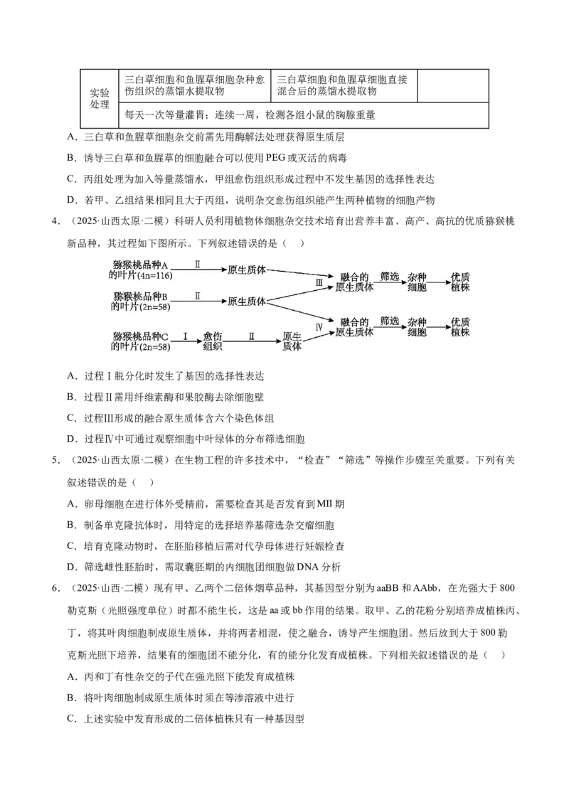 《专题09细胞工程与胚胎工程（陕西、山西、青海、宁夏专用）（学生版）_高考一二三轮复习_生物_2026年-生物高考专项复习》第2页预览