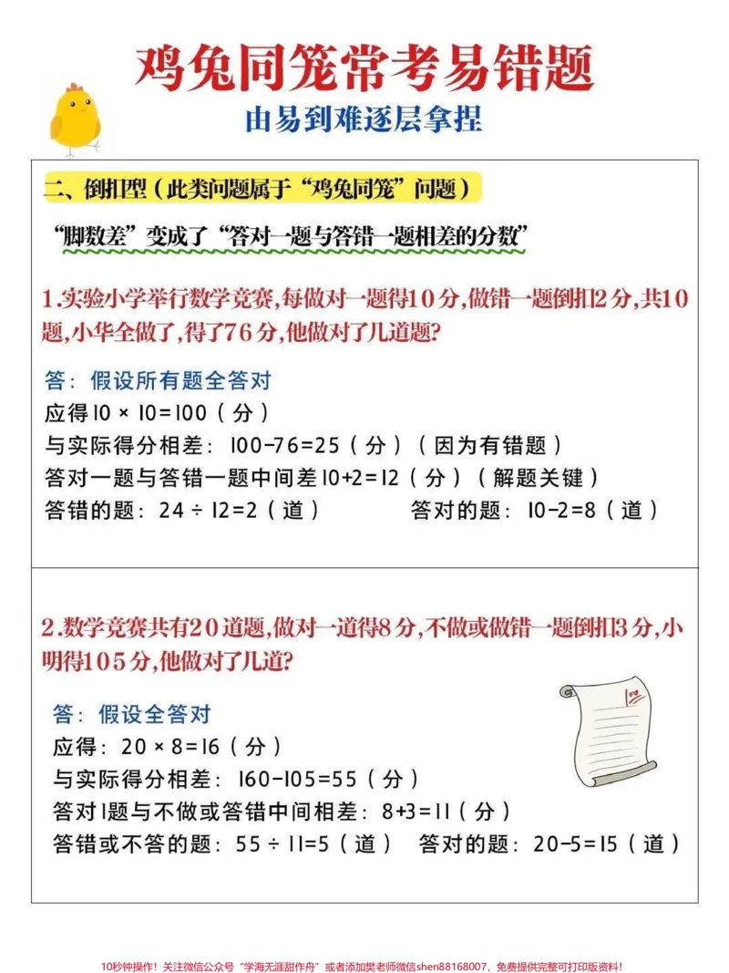 《鸡兔同笼常考的易错题#数学思维#小学数学_最新小学1-9年级各科+幼升小+综合类学习资源汇总包_价值20万元!最新小学1-9年级各科+幼升小+综合类学习资源汇总包》第2页预览