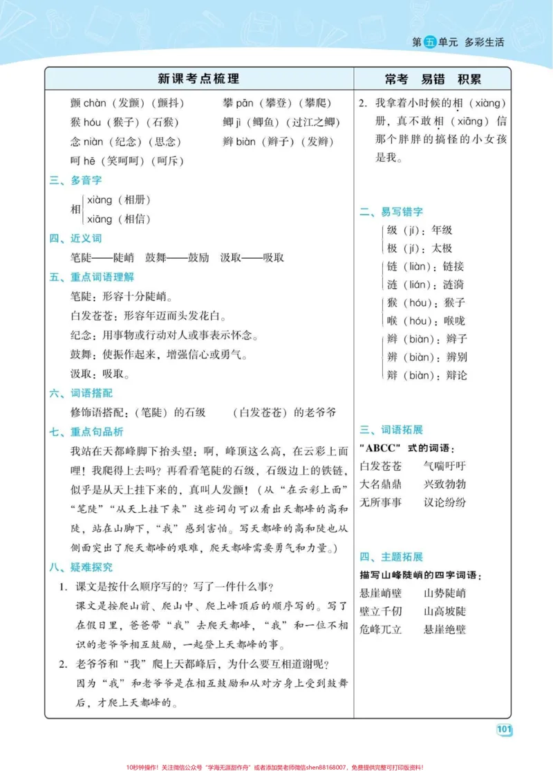 《四年级语文上册第五第六单元课文知识梳理。语文四年级上册第五第六单元课文梳理。(共41页)家长给孩子打印出来学习吧!完整版41页有电子版可打印#小学四年级#小学语文怎么学#四年级语文上册#知识点总结#语文考点-副本》第3页预览