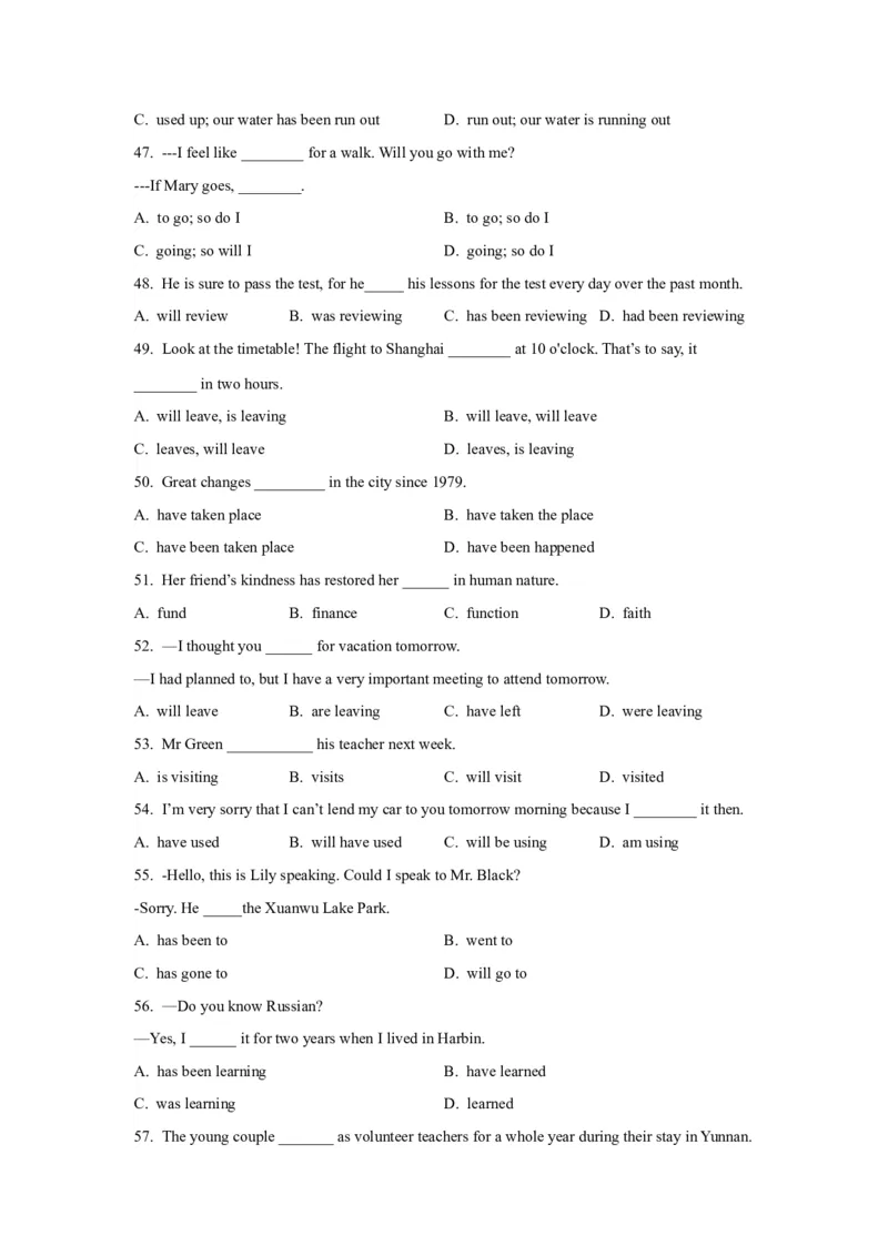 《06动词的时态和语态(精练)-2024年高考英语一轮复习语法能力突破必备(PPT+复习卡+精练题)(通用版)_英语(2)_一轮复习_2024年_2024高考英语一轮复习语法能力突破PPT复习卡精练题_资料》第6页预览