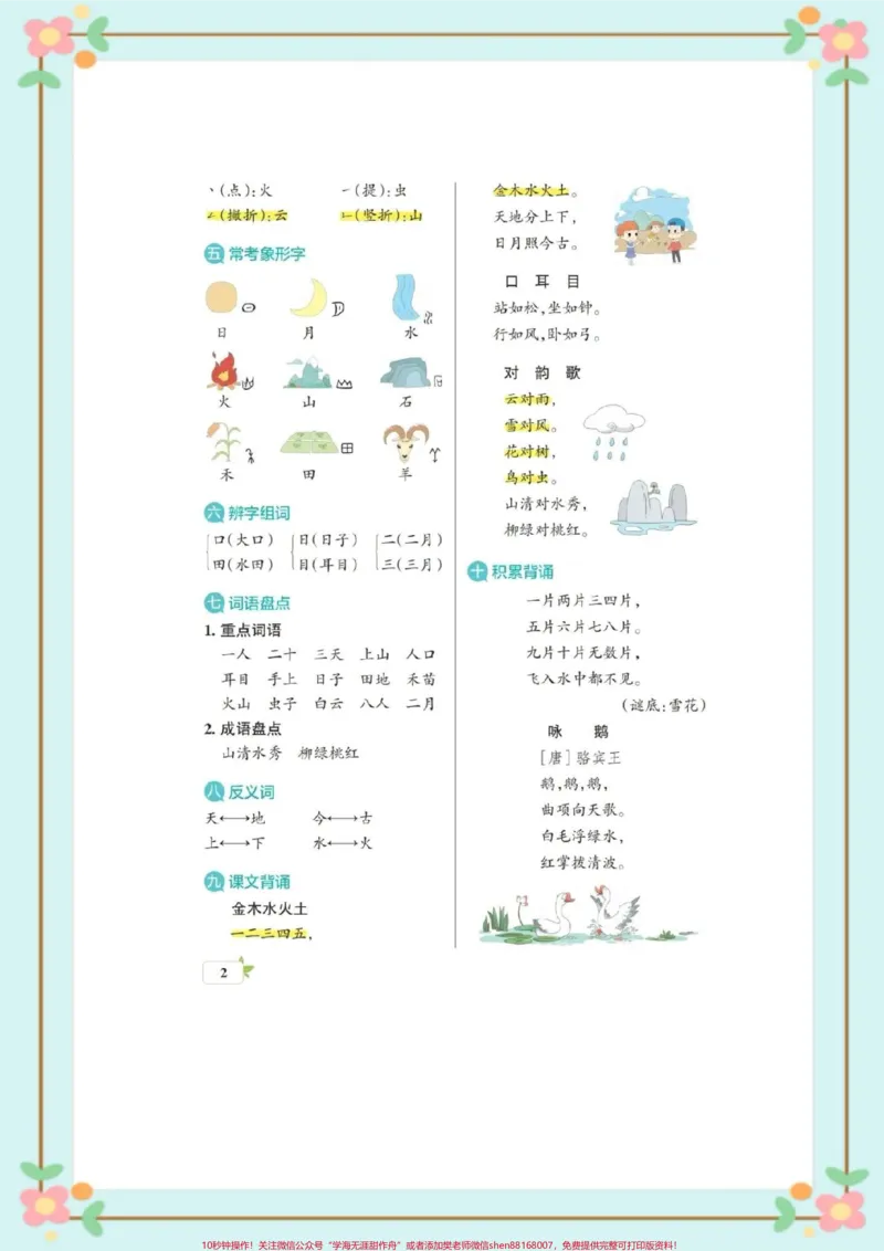 《幼小衔接一年级上册语文知识汇总。#每天学习一点点#幼小衔接#一年级语文#每天学习一点点#重点知识_最新小学1-9年级各科+幼升小+综合类学习资源汇总包》第3页预览