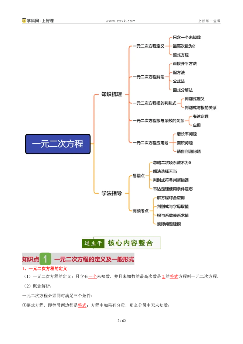 《第二十五章一元二次方程(4核心+6题型+5难点+复习讲义)(解析版)_2026秋初中教辅合集_2027学科网&_2026秋《同步备课系列》9上数学_第二十五章一元二次方程_培优讲义》第2页预览