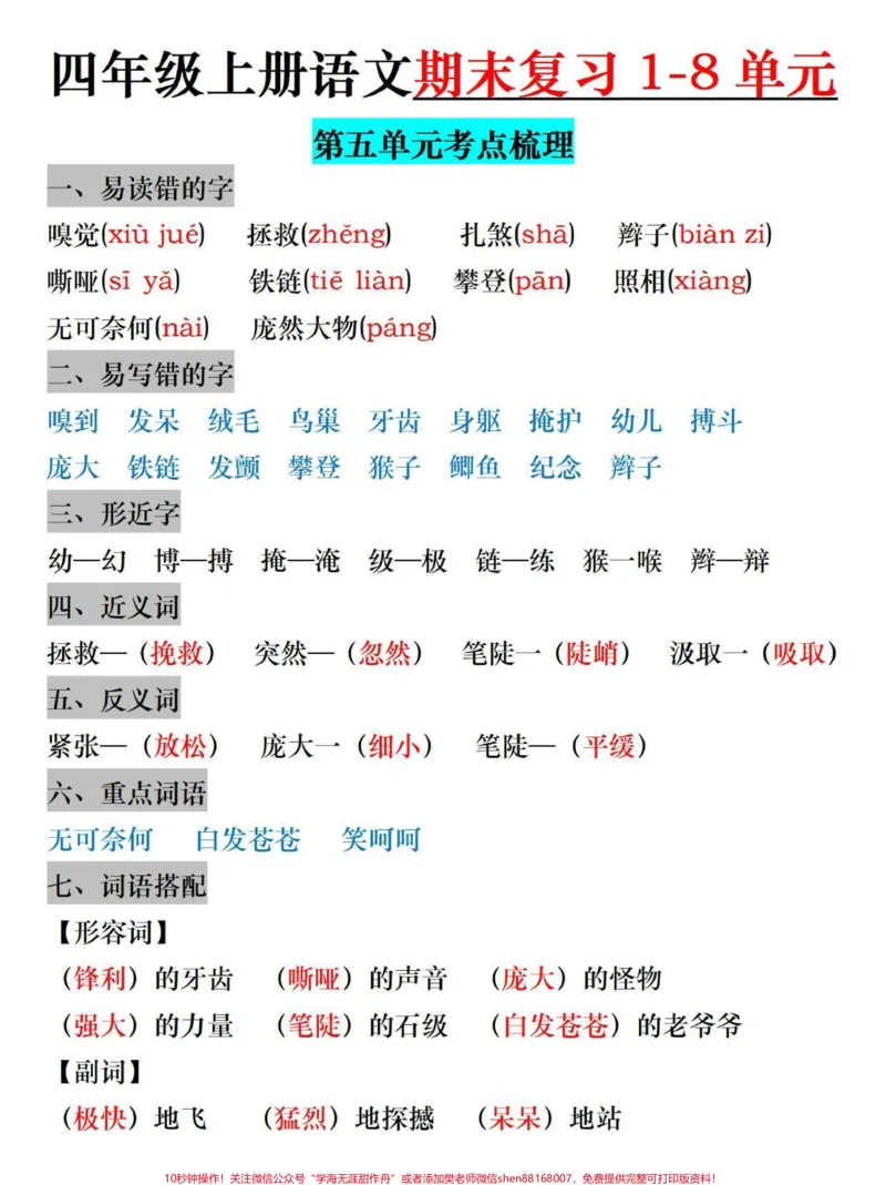 《四年级上册语文期末复习各单元核心考点梳理。#四年级#四年级上册语文#关注我持续更新小学知识#期末复习#知识点总结_最新小学1-9年级各科+幼升小+综合类学习资源汇总包》第3页预览