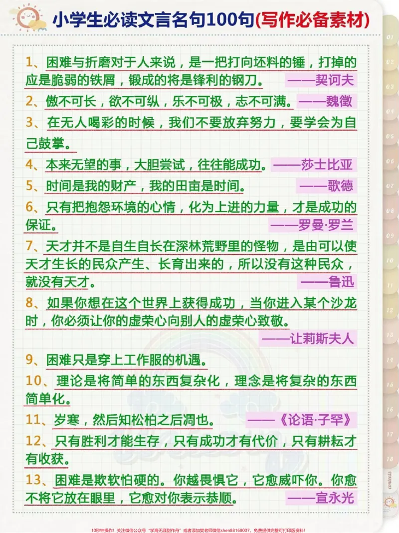 《文言文名句积累写作素材#写作素材_最新小学1-9年级各科+幼升小+综合类学习资源汇总包_价值20万元!最新小学1-9年级各科+幼升小+综合类学习资源汇总包》第1页预览