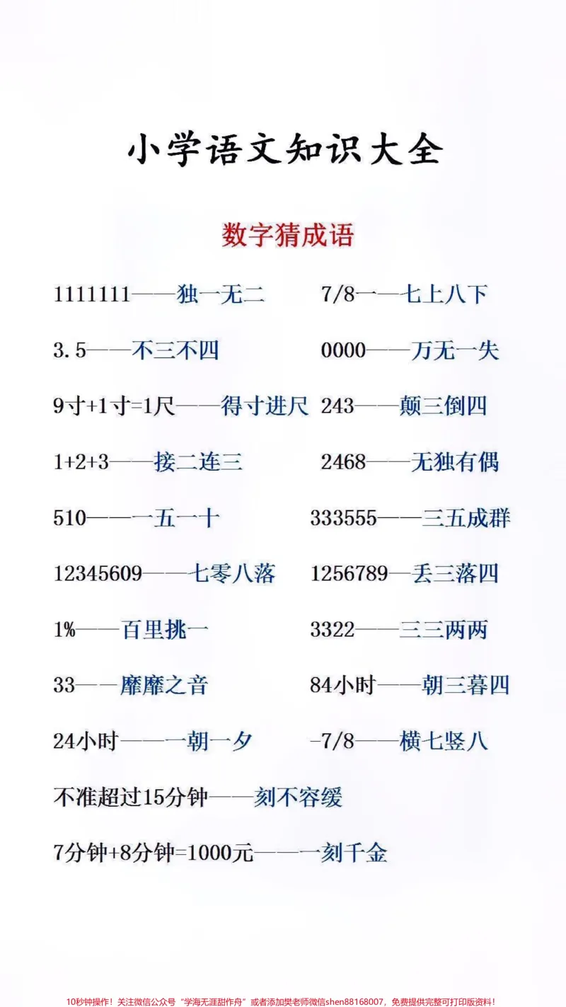 《小学语文知识大全#必考考点_最新小学1-9年级各科+幼升小+综合类学习资源汇总包_价值20万元!最新小学1-9年级各科+幼升小+综合类学习资源汇总包_综合类一线老师整理版资源(全网独家)》第1页预览