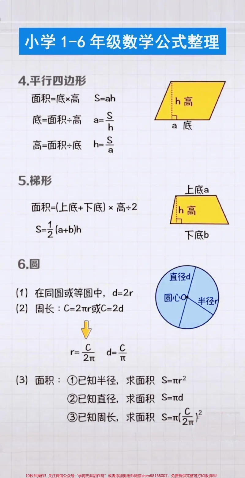 《小学1-6年级数学公式给孩子们整理好啦✅为了期末考试冲鸭！一定记得点赞收藏✅#小学数学#必考考点#公式#学浪计划#每天学习一点点_最新小学1-9年级各科+幼升小+综合类学习资源汇总包_431》第2页预览