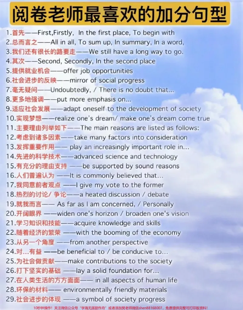《要不要信我一次，背熟这些你的英语作文就真的厉害了#英语#作文素材#知识点总结#英语作文#图文伙伴计划_最新小学1-9年级各科+幼升小+综合类学习资源汇总包》第6页预览