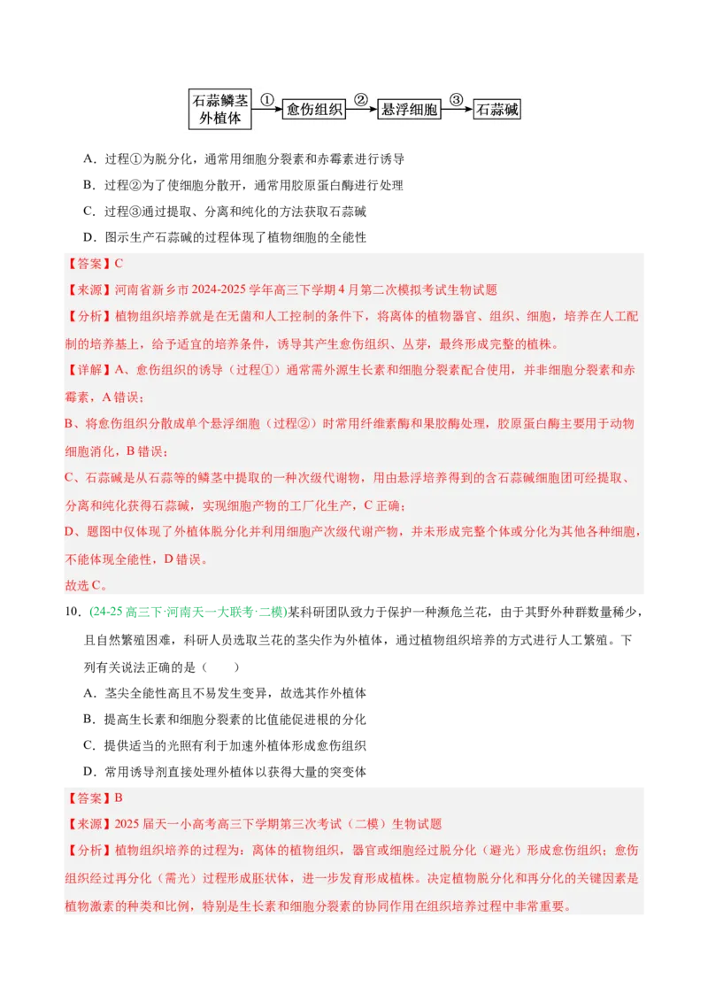 《专题10发酵工程与细胞工程（教师版）_高考一二三轮复习_生物_2026年-生物高考专项复习_2025年高考生物二模试题分类汇编（河南专用）》第7页预览