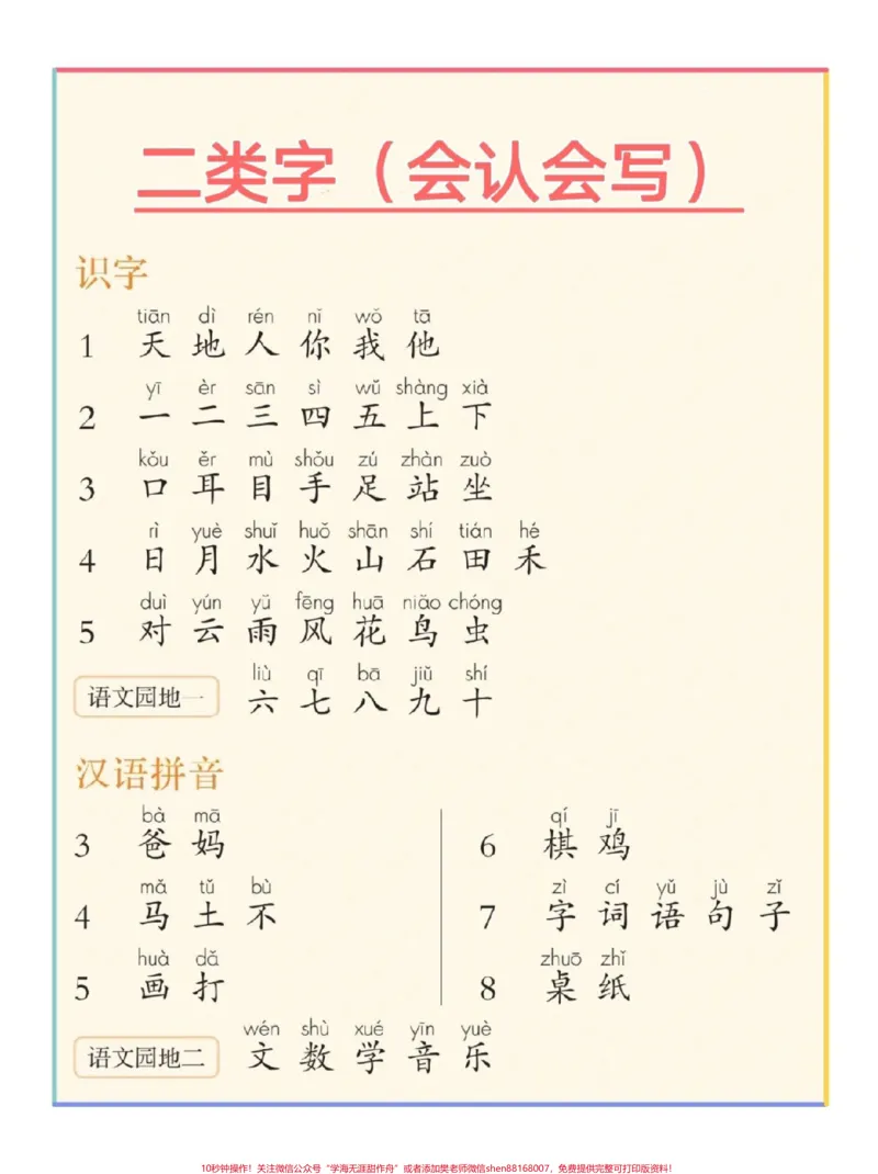 《幼升小语文同步课文生字表。#幼升小#幼小衔接#语文#入学准备#学习资料分享_最新小学1-9年级各科+幼升小+综合类学习资源汇总包_幼升小一线老师整理版资源(全网独家)》第3页预览