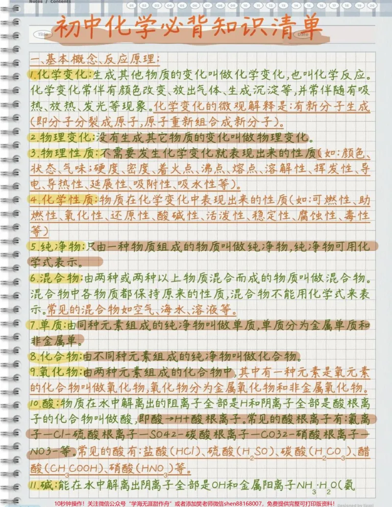 《初三化学必背知识,刷到了先存起来,初三化学要考的内容都在这里了,每天抽时间来背一下,坚持把这些知识背熟在心里,你的化学成绩一定可以越来越好#化学#初三化学#知识点总结#必考考点#每天学习一点点》第1页预览