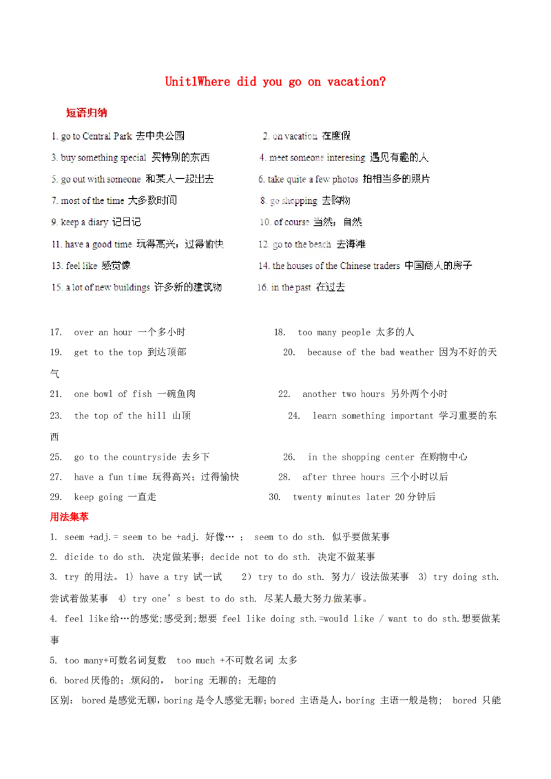《Unit1基础知识手册_初高中资料库_初中资料库（转存避免链接过期失效）_初中英语》第1页预览