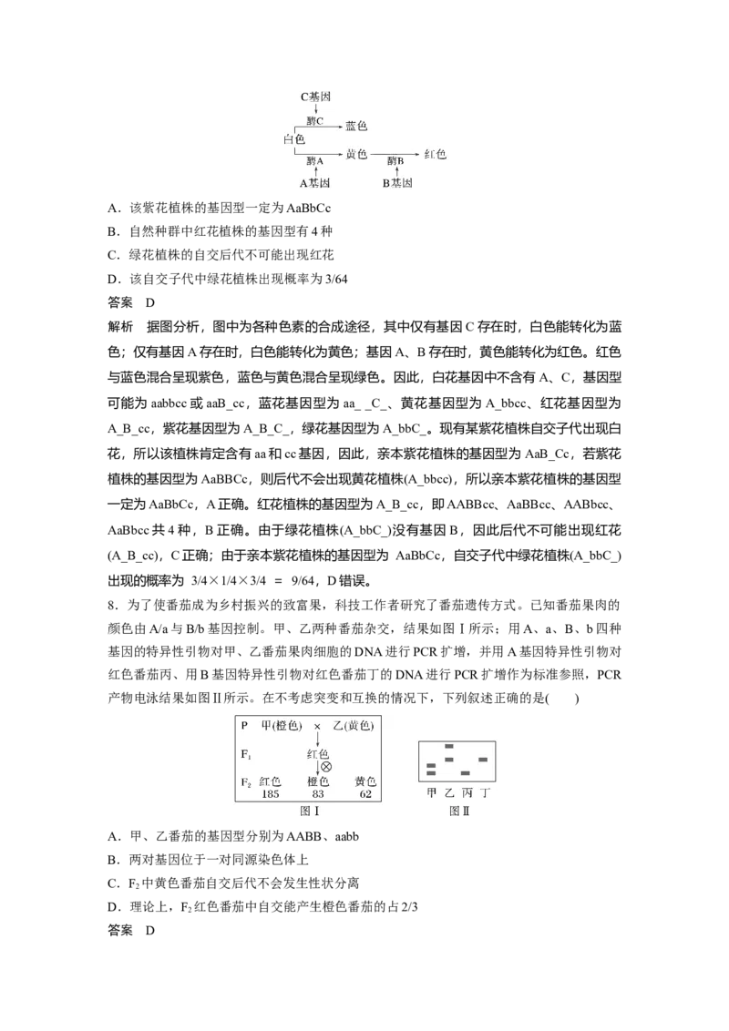 《第一部分　专题四　专题强化练　遗传的基本规律(1)_2026版高中《二三轮复习+冲刺复习》_教师用书Word版文档_第一部分　专题复习》第5页预览