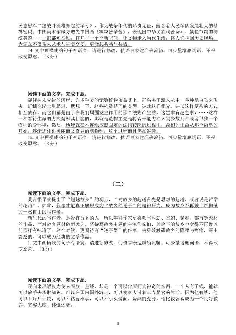 《2024届高考语文复习-语病修改专项练习》第5页预览