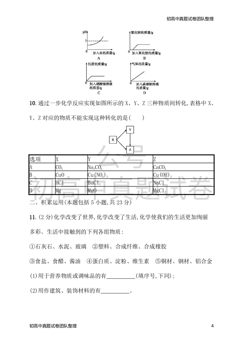 《九年级化学下册期末测评（新版）新人教版_初高中资料库_初中资料库（转存避免链接过期失效）_初中化学》第4页预览