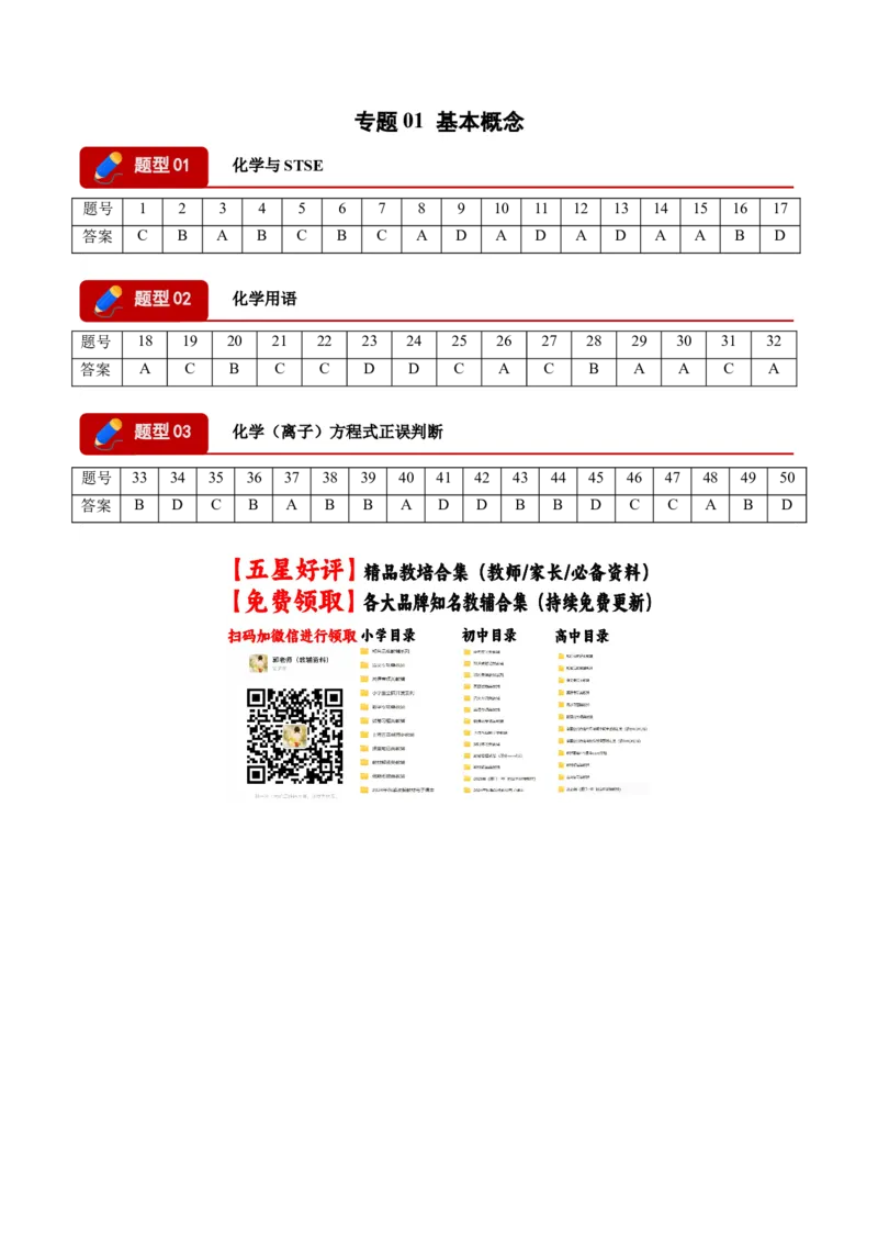 《专题01化学基本概念（3大题型）（四川专用）（答案版）(1)_高考一二三轮复习_化学_2027年高考化学专项复习_2026年高考化学二模试题分类汇编（四川专用）-G282_2026版》第1页预览