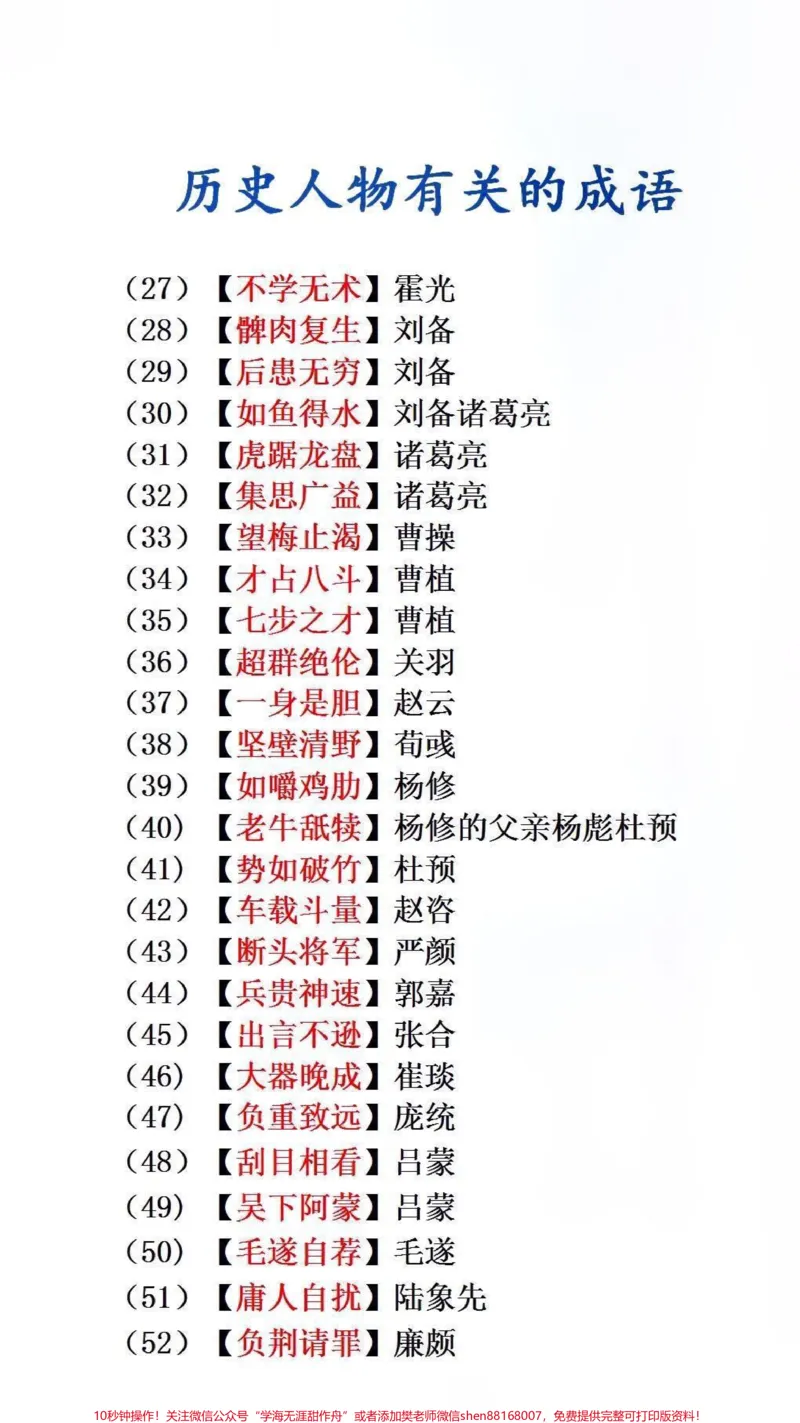 《历史人物有关的成语,收藏起来每天读一读记一记吧#学霸秘籍#必考考点_最新小学1-9年级各科+幼升小+综合类学习资源汇总包_综合类一线老师整理版资源(全网独家)》第2页预览