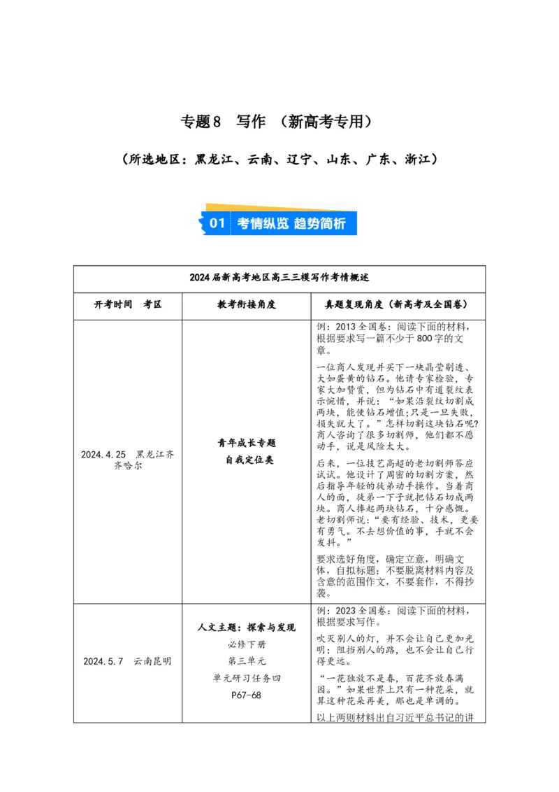 《专题08写作（学生版）（新高考通用）_高考一二三轮复习_语文_2026年-语文专项复习_2025年高考语文三模试题分类汇编（新高考通用）_2024版_新高考通用》第1页预览