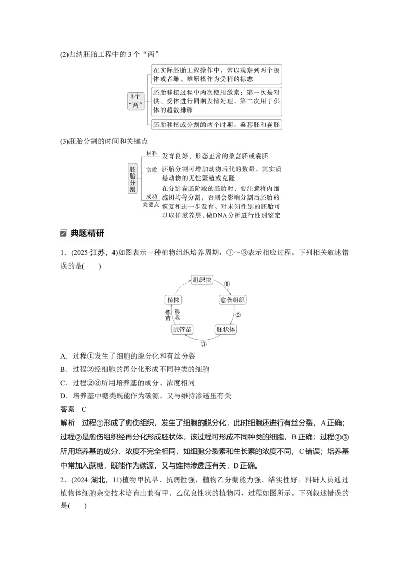 《第一部分　专题八　必备整合2　细胞工程(1)_2026版高中《二三轮复习+冲刺复习》_教师用书Word版文档_第一部分　专题复习》第4页预览