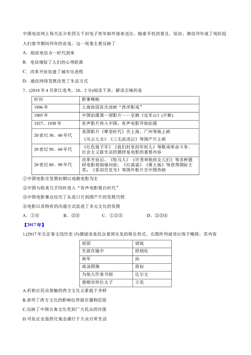 《专题17中国近现代社会生活的变迁（学生版）2012-2021年高考历史真题分专题训练_初高中资料库_高中资料库（转存避免链接过期失效）_高中历史》第6页预览